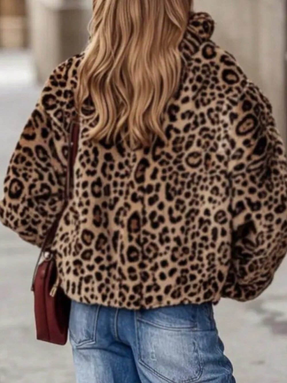 Multicolor Casual Women's Leopard Print Hooded Jacket - Picture 2 of 4